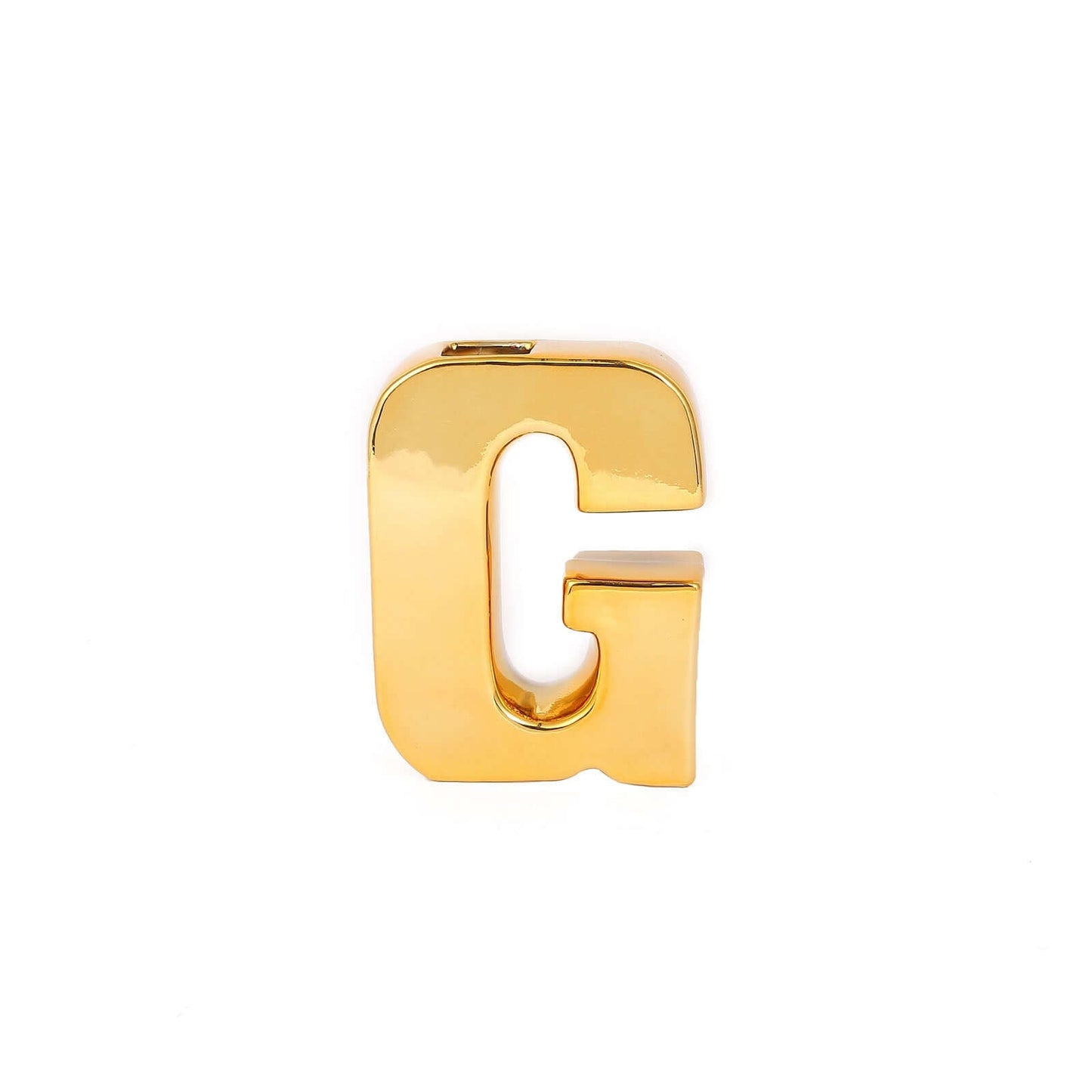 Shiny Ceramic Vase Letter "G" Gold Plated - Chic Bud Planter Pot for Events & Decor 6"