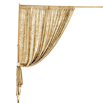 Champagne Crushed Velvet Backdrop Curtain â€“ 8ft x 8ft Event Drape with Rod Pocket, Privacy Panel for Photo Booths & Events