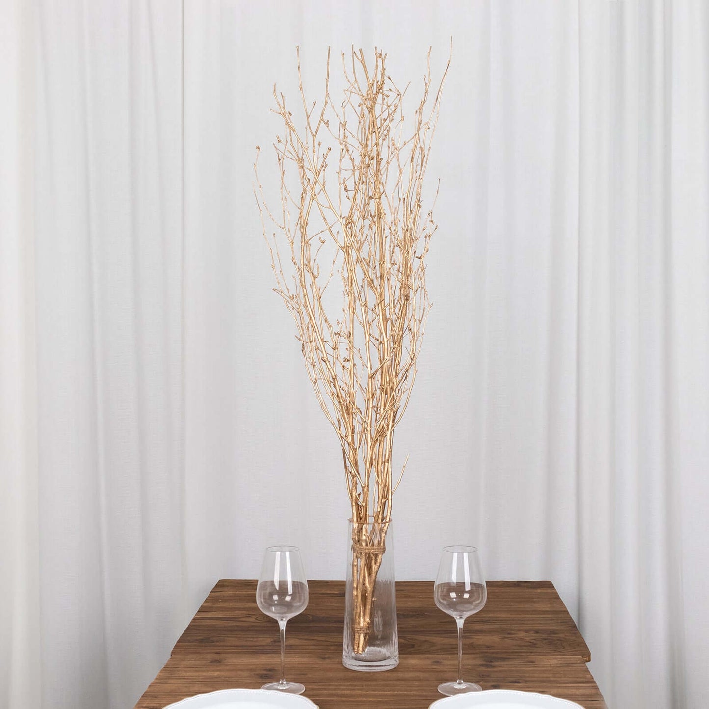 6-Pack Natural Birch Tree Branches 46" Metallic Gold - Versatile Extra Long Decorative Dried Willow Twigs Sticks for Vase Centerpiece Wedding Decor