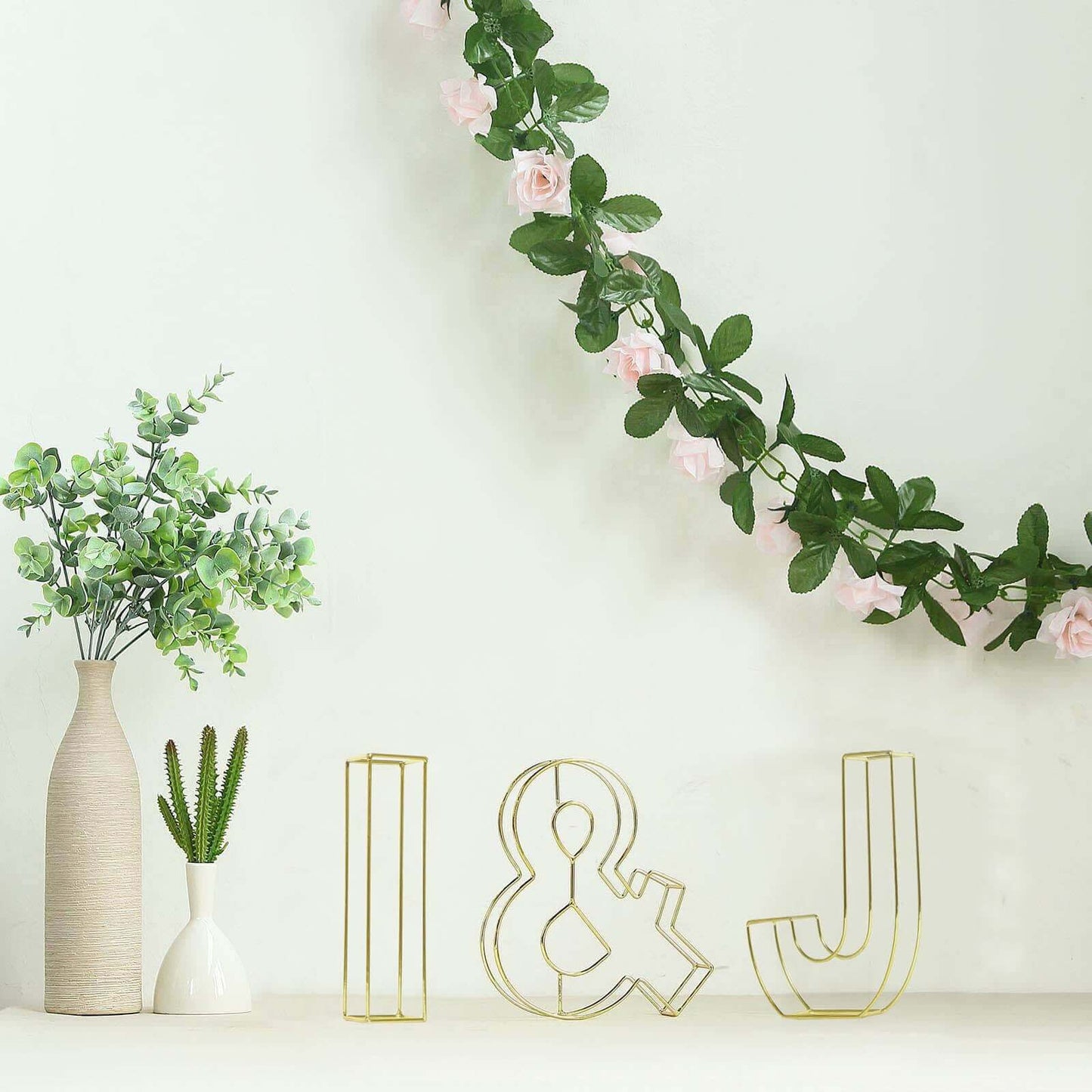 8" Tall Gold Freestanding 3D Decorative Wire Letter, Wedding Centerpiece - I