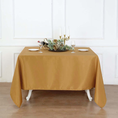Polyester Square 90"x90" Tablecloth Gold - Wrinkle-Resistant & Durable Table Cover for Events