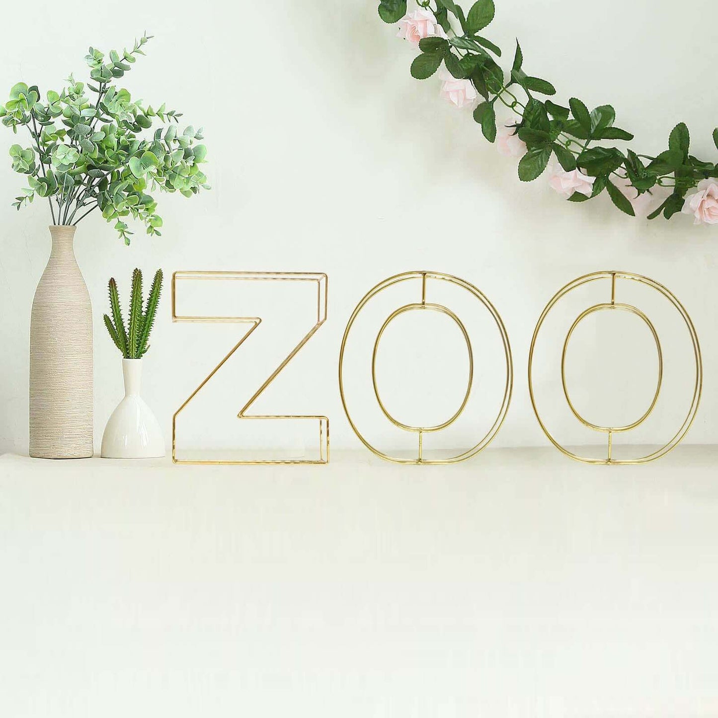 8" Tall Gold Freestanding 3D Decorative Wire Letter, Wedding Centerpiece - Z