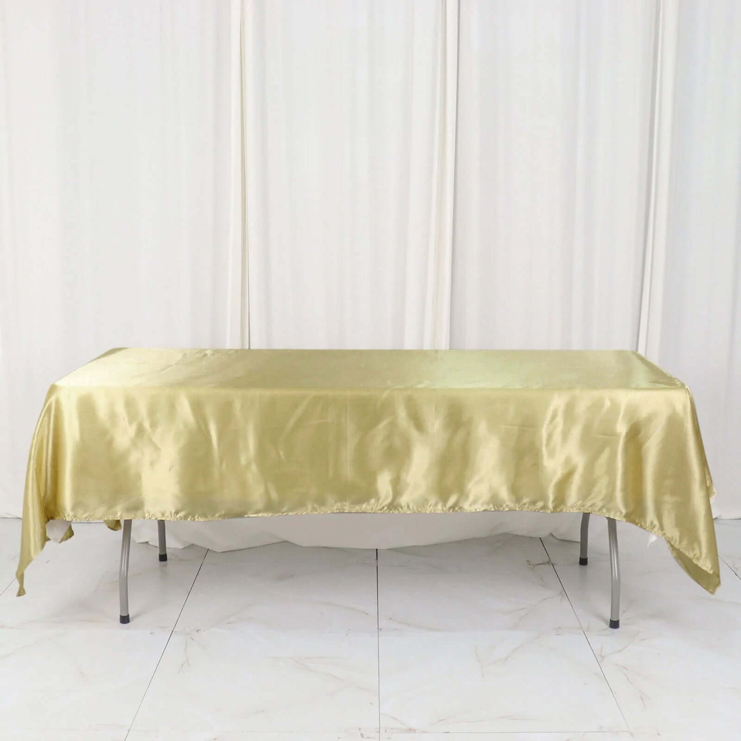 Satin Rectangular 60"x102" Tablecloth Champagne - Smooth and Lustrous Table Cover