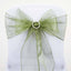 5 Pack Organza Chair Sashes Olive Green - Reusable Sheer Chair Bows 6"x108"