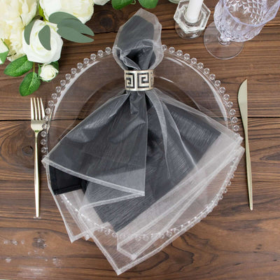 10 Pack Organza 23"x23" Napkins Silver - Sheer Cloth Napkins