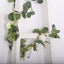 5.5ft Artificial Eucalyptus Leaf Hanging Vines With 7 White Rose Flower Heads, Floral Greenery Table Garland