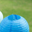 Set of 8 Mixed Blue White Hanging Paper Lanterns, Decorative Round Chinese Sky Lanterns, Assorted Sizes - 6",8",10",14"