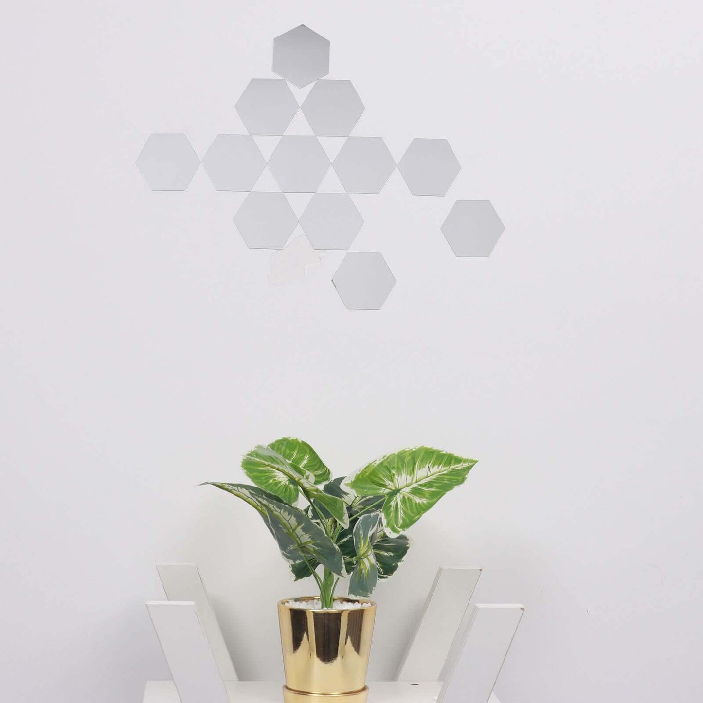 12 Pack Hexagon Acrylic Mirror Wall Stickers, 5" Removable Wall Decals For Home Decor