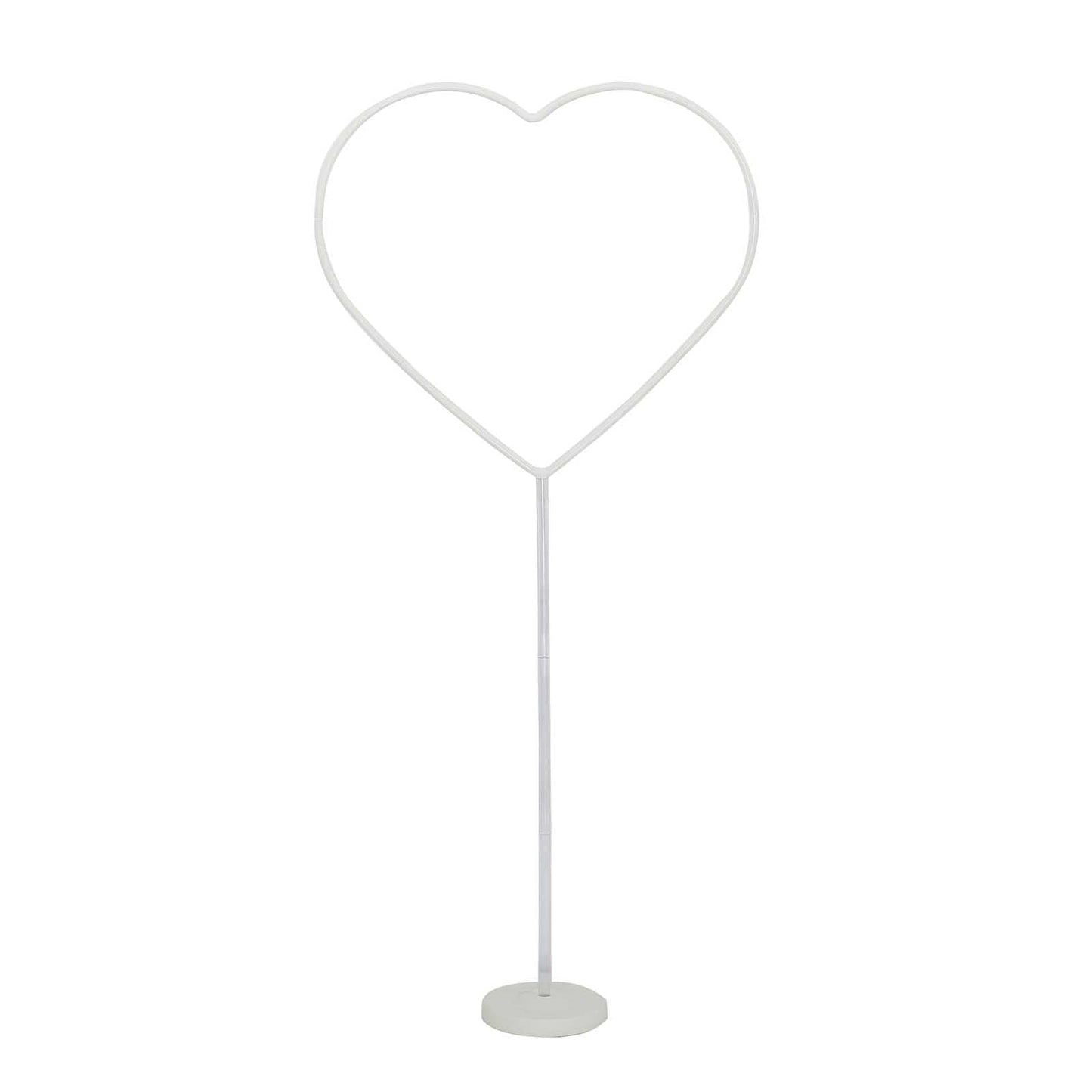 2 Pack White Heart Shaped Plastic Balloon Holder Column, 5ft Balloon Arch Stand Kit with Round Water Fillable Base