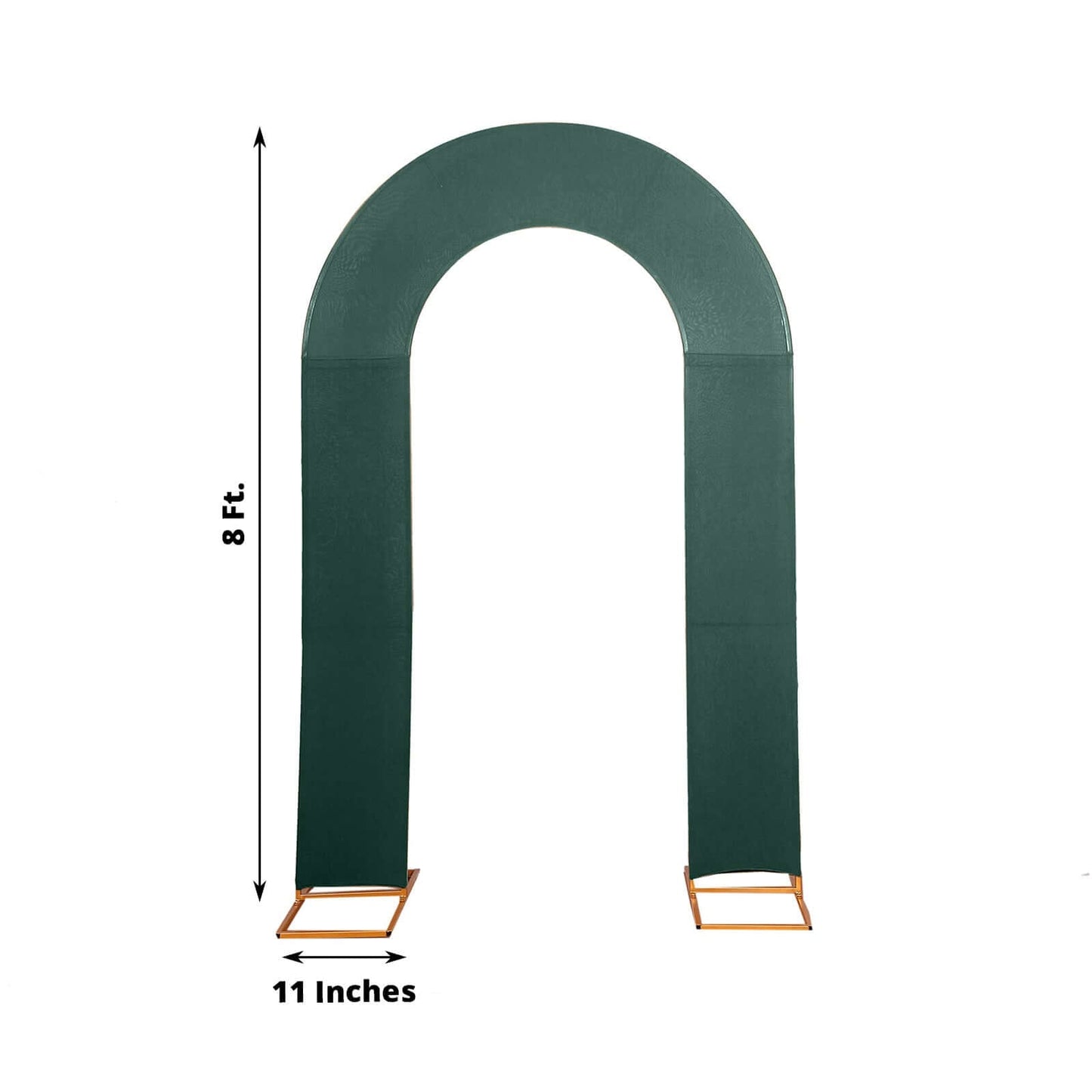 8ft Hunter Emerald Green Spandex Fitted Open Arch Wedding Arch Cover, Double-Sided U-Shaped Backdrop Slipcover
