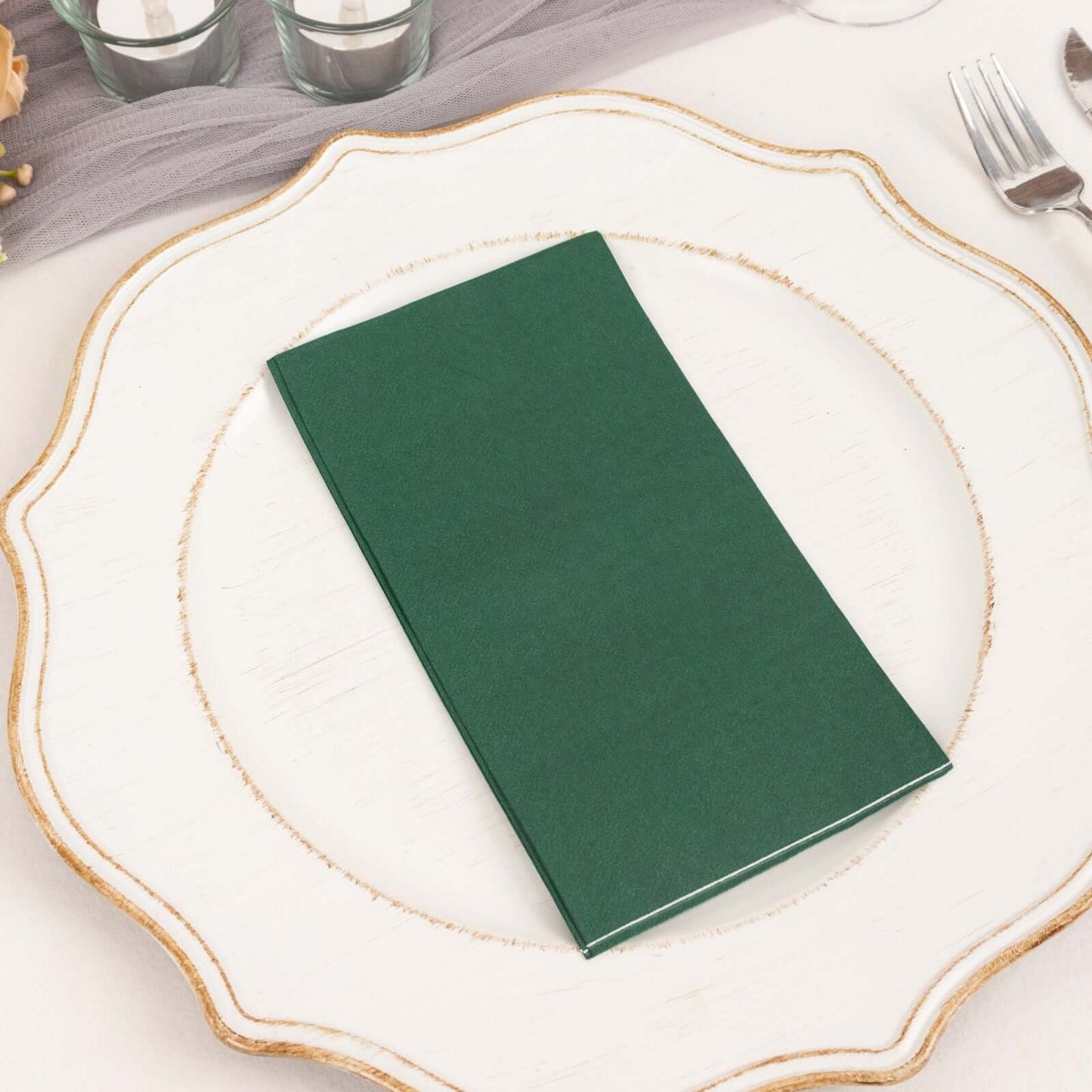 50-Pack Paper Napkins Hunter Emerald Green - Soft Disposable 2-Ply Dinner Napkins for Weddings