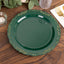 10-Pack Plastic 10" Round Dinner Plates in Hunter Emerald Green with Gold Vintage Embossed Rim - Sturdy Disposable Scalloped Edge Party Plates