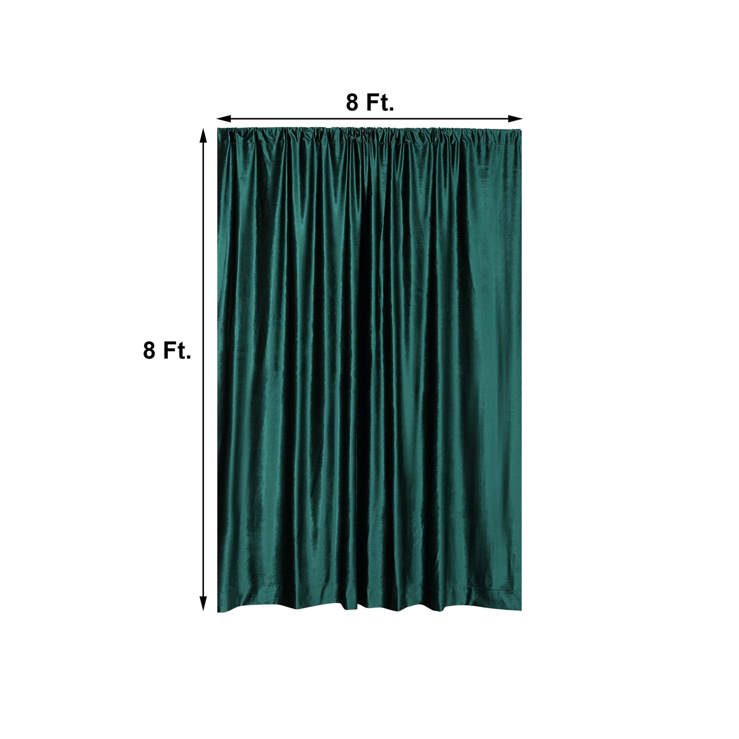 Hunter Emerald Green Crushed Velvet Backdrop Curtain â€“ 8ft x 8ft Event Drape with Rod Pocket, Privacy Panel for Photo Booths & Events