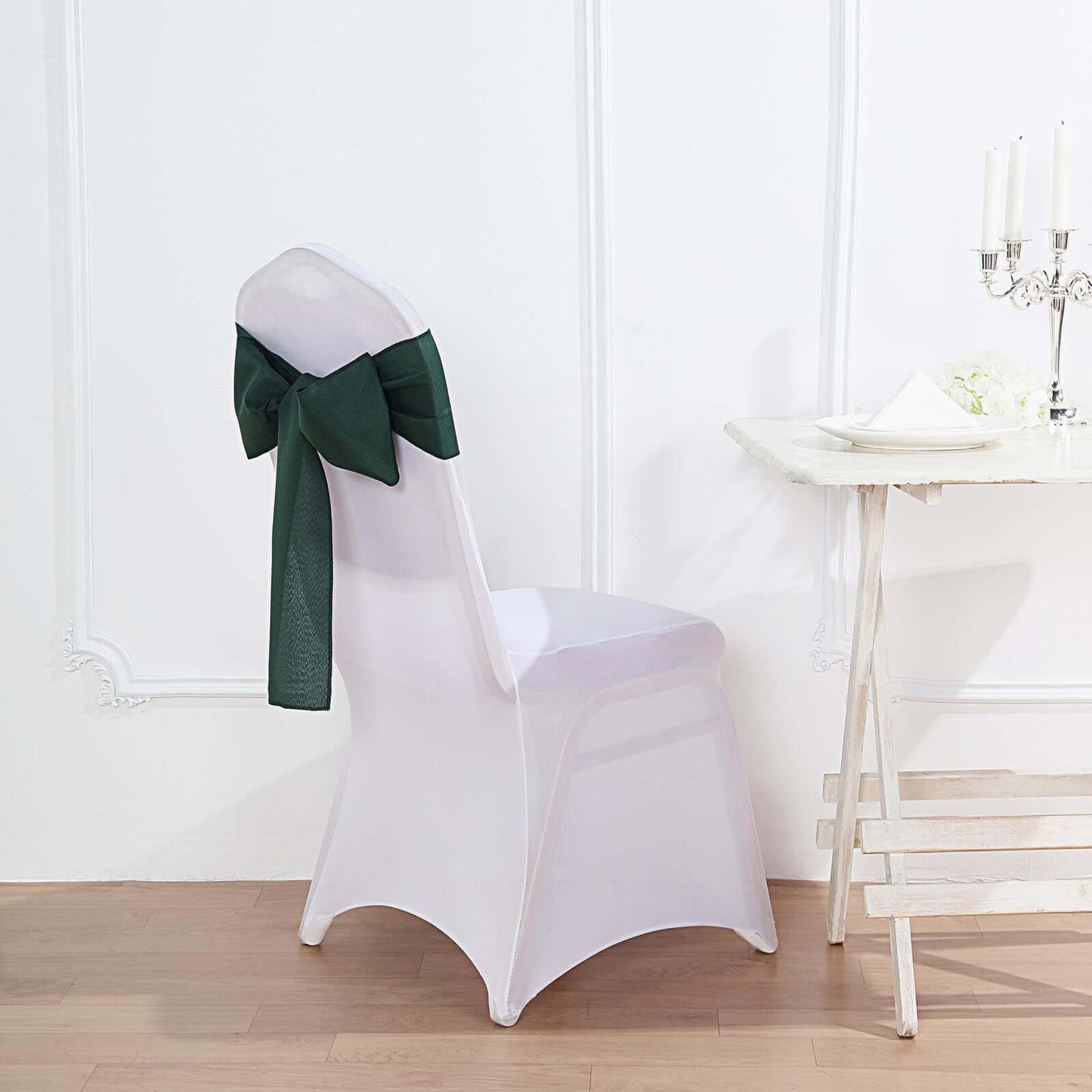 5 Pack Polyester Chair Sashes Hunter Emerald Green 6"x108"