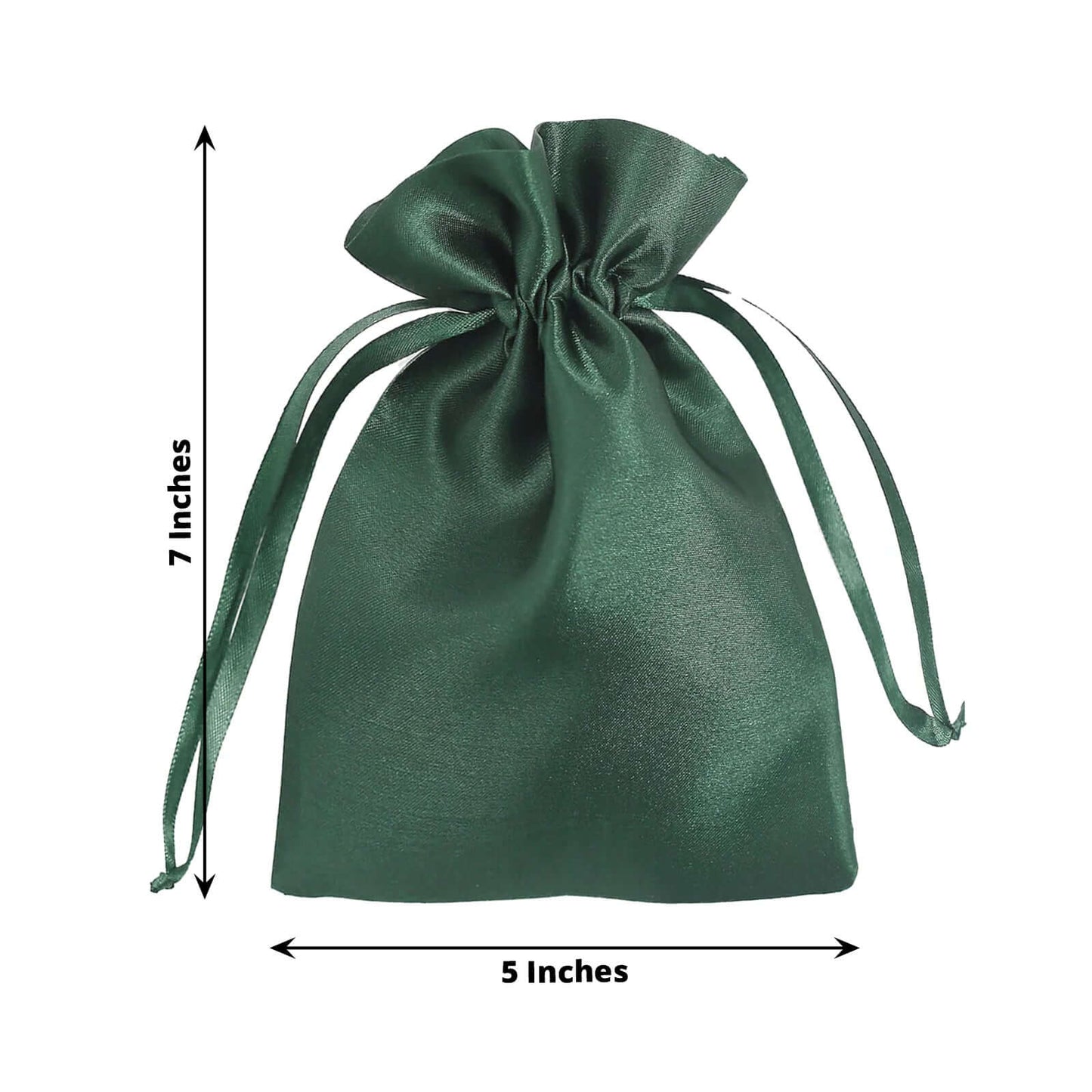 12 Pack 5"x7" Hunter Emerald Green Satin Wedding Party Favor Bags, Drawstring Pouch Gift Bags
