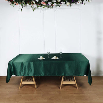 Satin Rectangular 60"x102" Tablecloth Hunter Emerald Green - Smooth and Lustrous Table Cover
