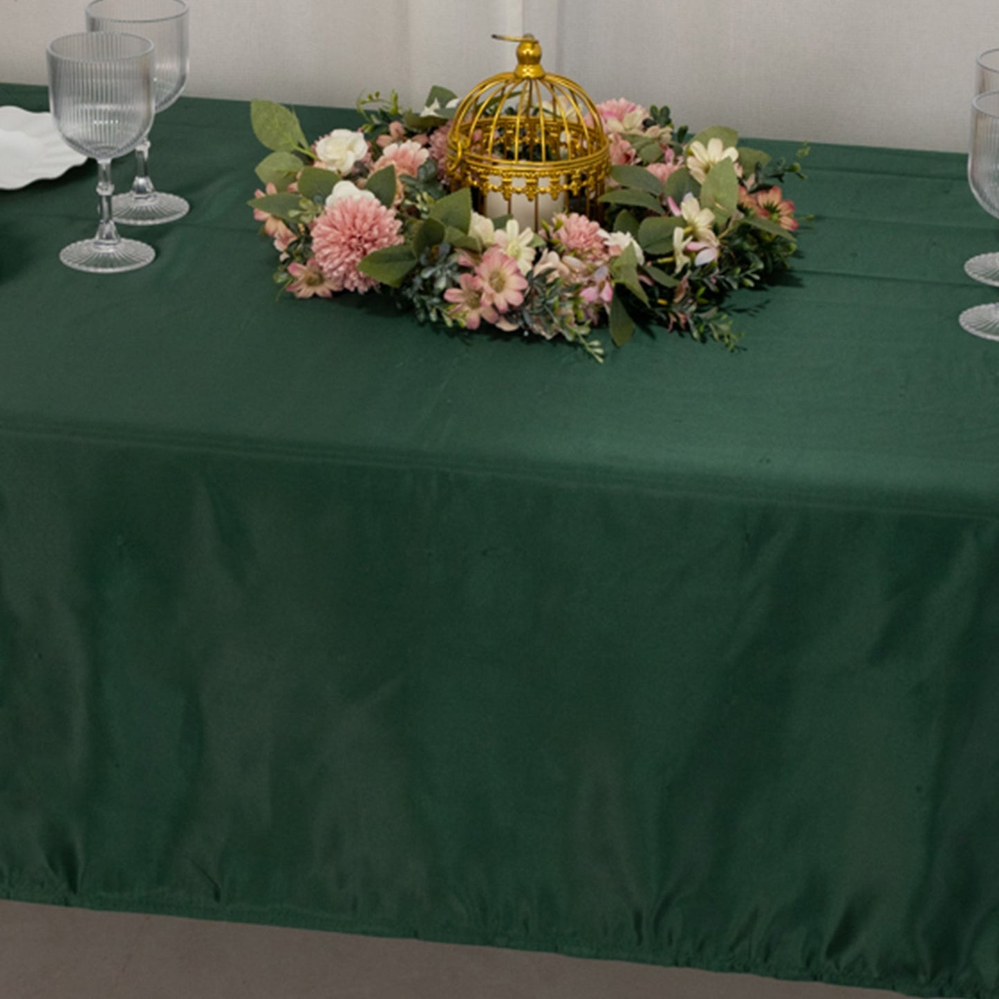 Lamour Satin 60"x102" Rectangle Tablecloth Hunter Emerald Green - Durable & Silky Soft Feel Table