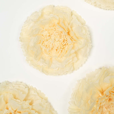 Set of 6 Ivory Cream Giant Carnation 3D Paper Flowers Wall Decor - 12",16",20"