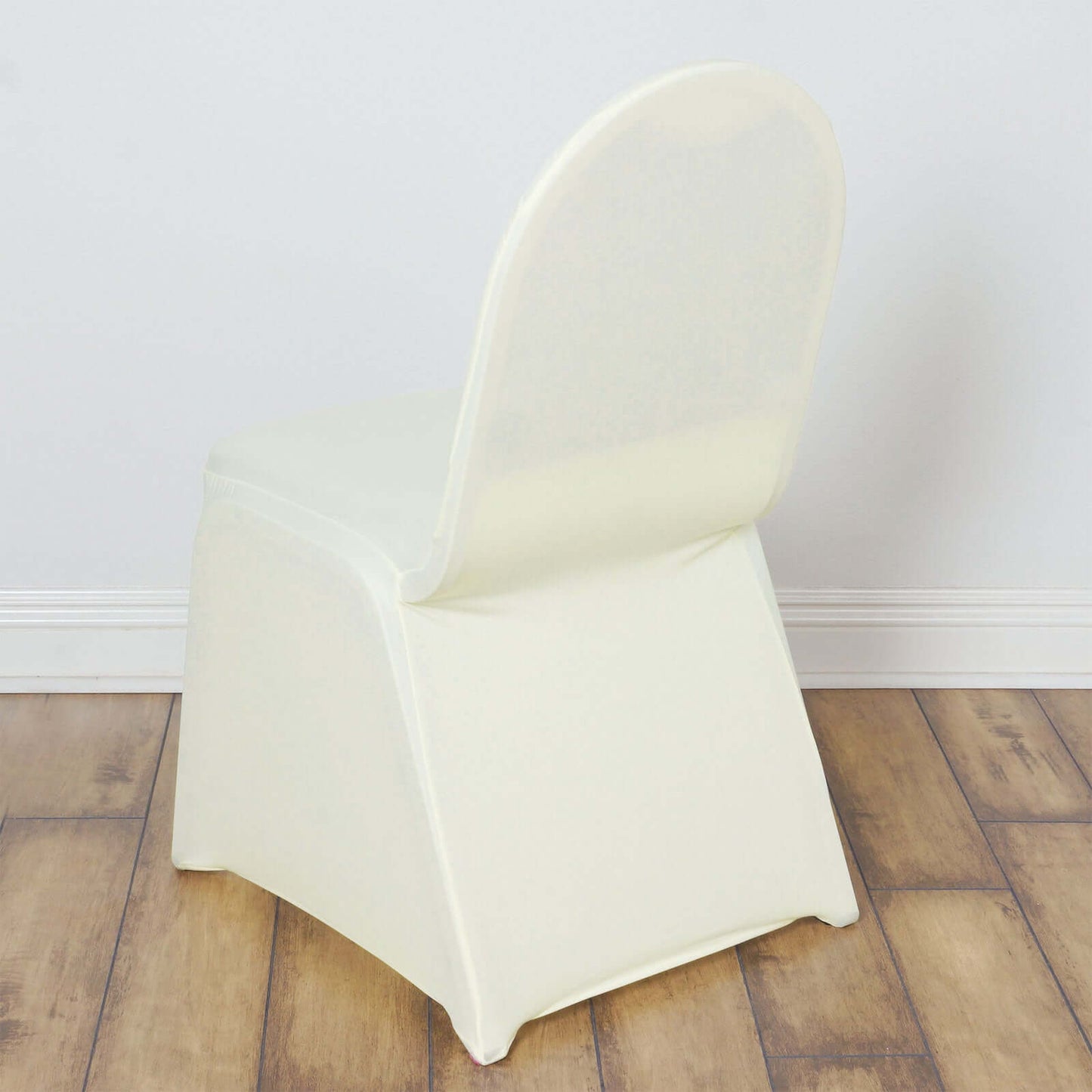 Spandex Chair Cover for Banquet Chairs Ivory - Stretch 160GSM Fabric with Slip-On Slipcover