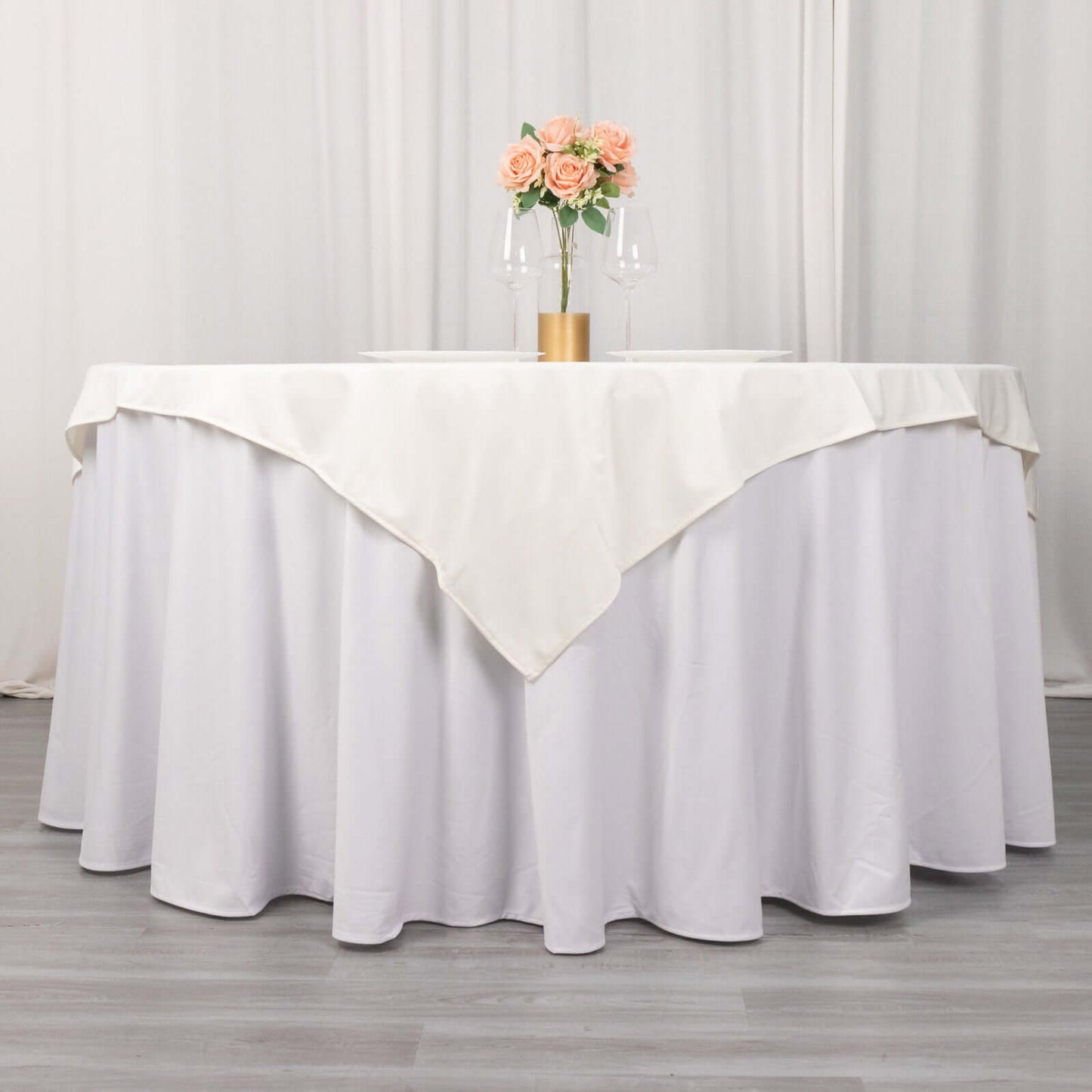 Scuba 54"x54" Table Overlay Square Tablecloth Ivory - Wrinkle Free & Stain Resistant Table Cover