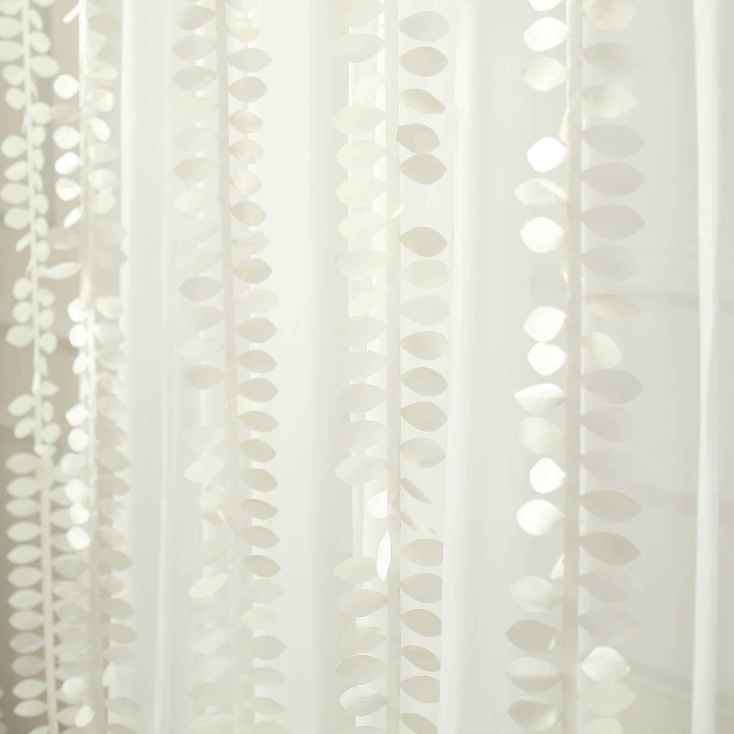 Taffeta Ribbon Sash with 4" Leaf Petal Design Ivory 50ft - Sophisticated Artificial Fabric Garland