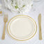 10-Pack Plastic Dessert Plates Ivory with TrÃ¨s Chic Gold Rim - Disposable Plates for Parties 8"