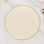 10-Pack Plastic 10" Round Dinner Plates in Ivory with Gold Flair Rim - Disposable Party Plates