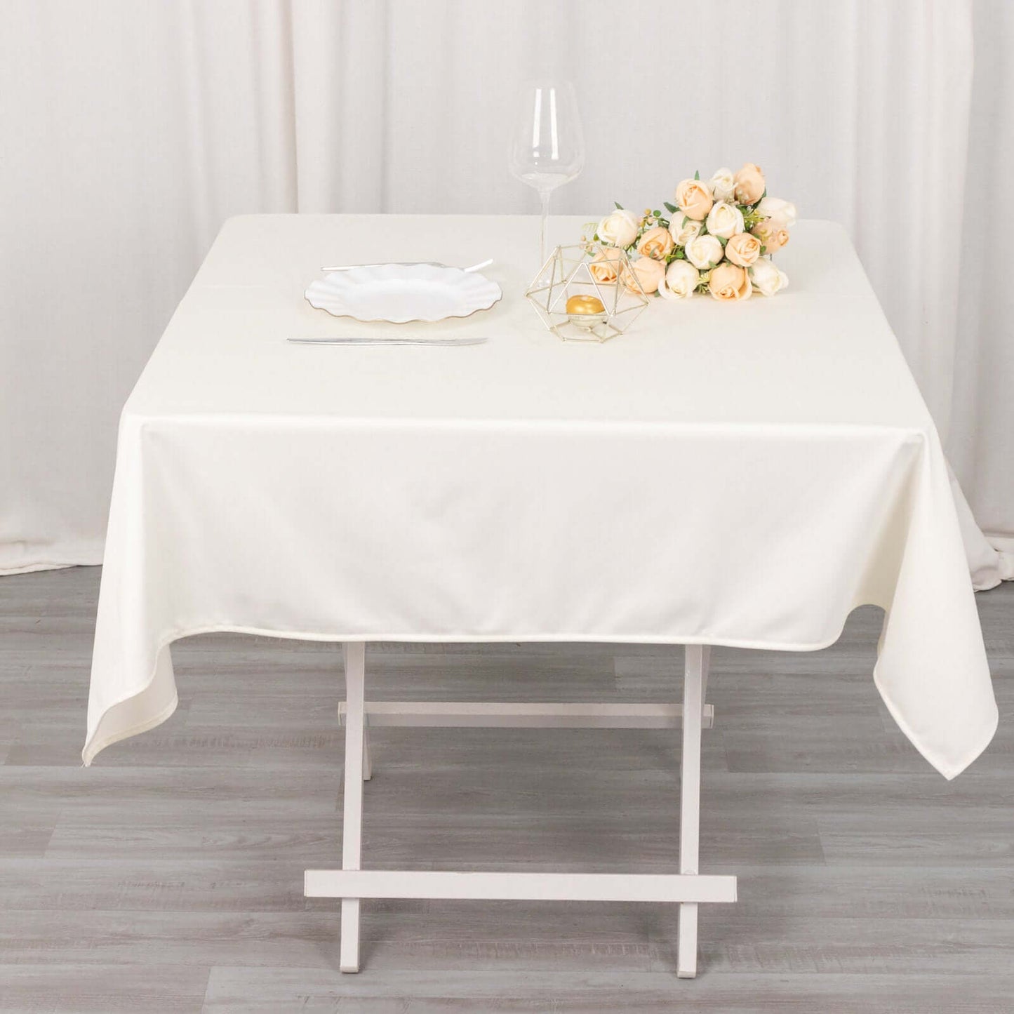 Scuba Square 54"x54" Tablecloth Ivory - Wrinkle Free & Stain Resistant Table Cover