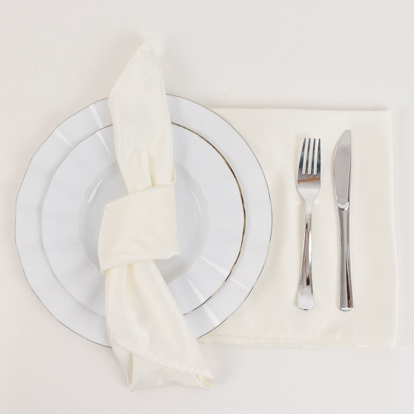 5 Pack Lamour Satin 20"x20" Napkins Ivory - Soft Matte Finish Dinner Napkins