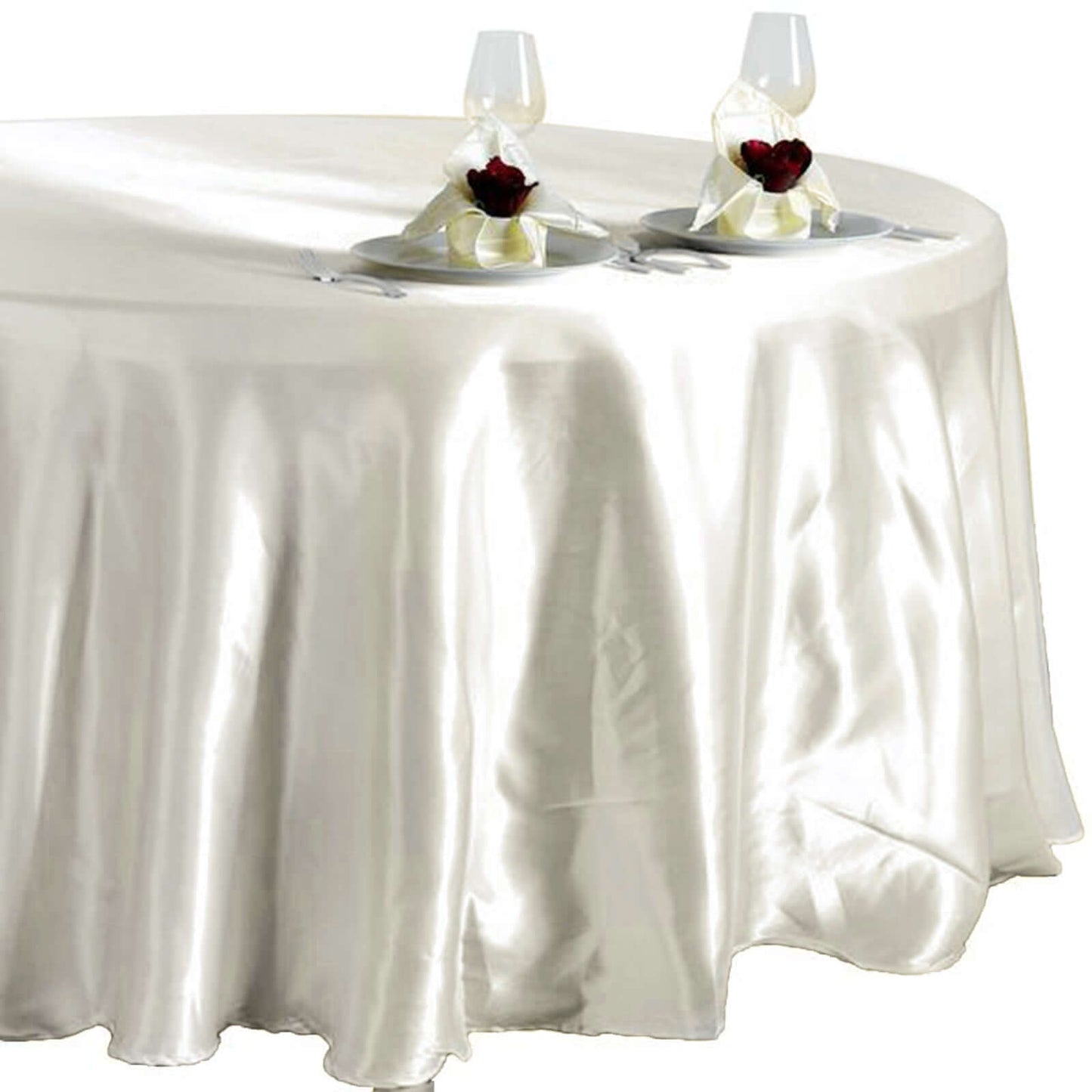 Satin 108" Round Tablecloth Ivory - Smooth and Lustrous Table Cover