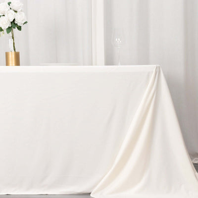 Scuba Rectangular 90"x156" Tablecloth Ivory - Wrinkle Free, Stain Resistant & Seamless Table Cover