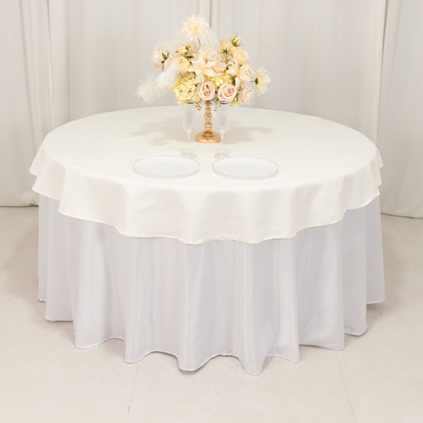 Cotton Blend 70" Round Tablecloth Ivory - Wrinkle-Resistant Table Cover