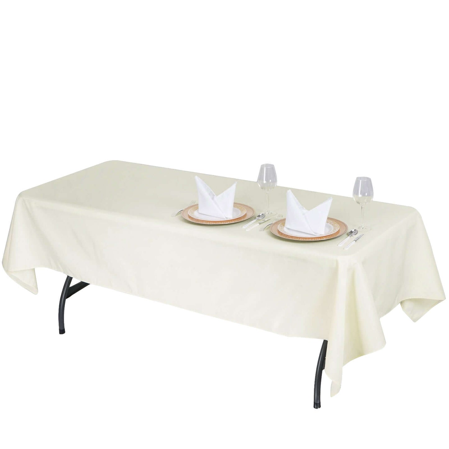 Premium Polyester 60"x102" Rectangle Tablecloth Ivory - Durable 220GSM Wrinkle-Resistant Table Cover