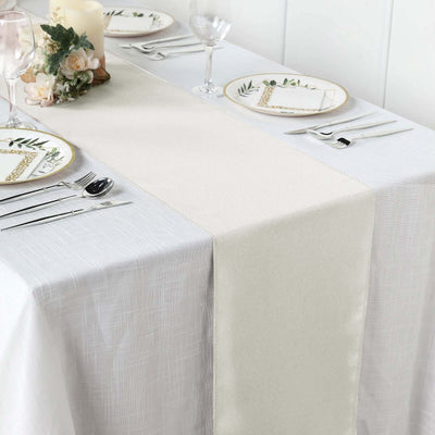 Polyester 12"x108" Table Runner Ivory - Durable & Wrinkle-Resistant Table Decor