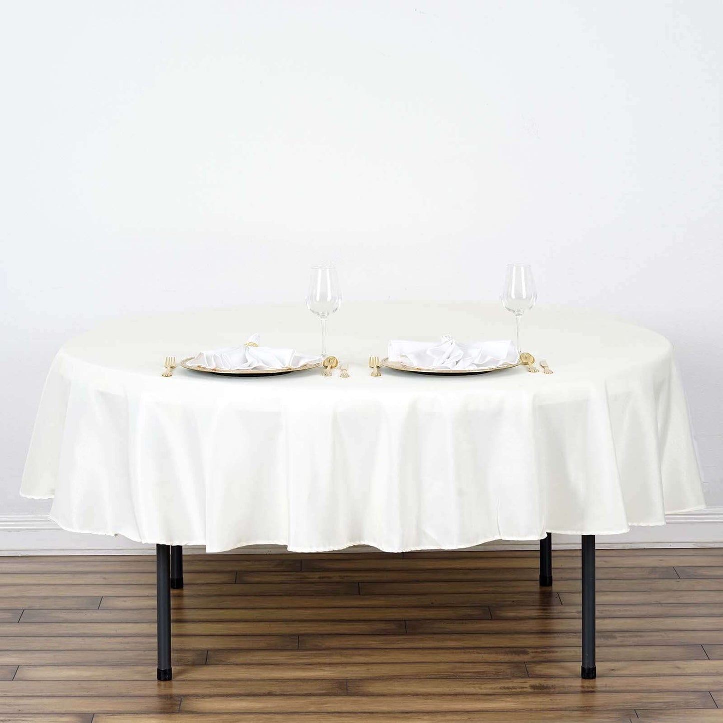 Polyester 70" Round Tablecloth Ivory - Durable & Wrinkle-Resistant Table Cover