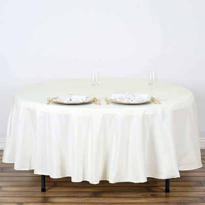 Polyester 108" Round Tablecloth Ivory - Wrinkle-Resistant Table Cover