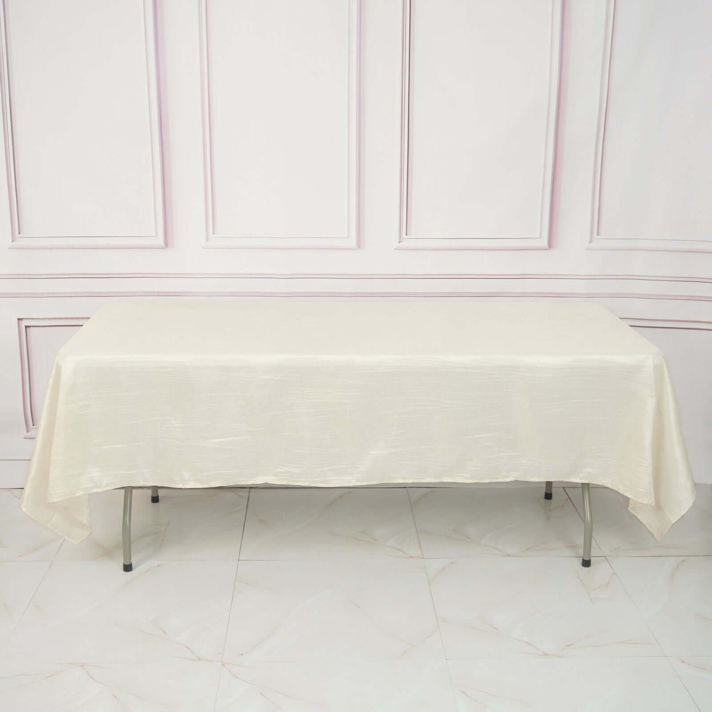 Taffeta 60"x102" Rectangle Tablecloth Ivory - Accordion Crinkle Table Cover