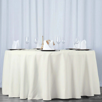 Premium Polyester 108" Round Tablecloth Ivory - Wrinkle-Resistant 220GSM Table Cover
