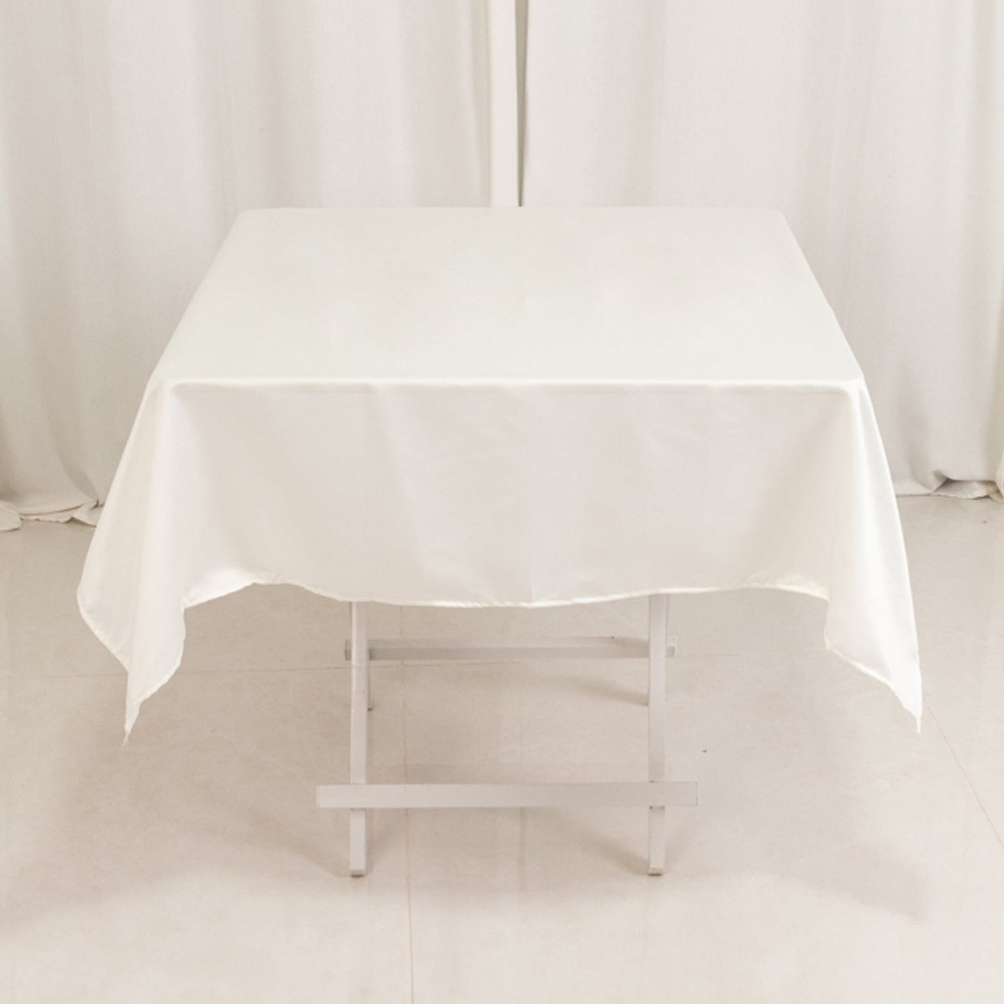 Lamour Satin 54"x54" Square Tablecloth Ivory - Durable & Silk-Like Table Cover