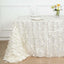 Taffeta 90"x156" Rectangle Tablecloth Ivory | 3D Leaf Petal Design Seamless Table Cover