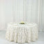 Taffeta 132" Round Tablecloth Ivory | 3D Leaf Petal Design Seamless Table Cover