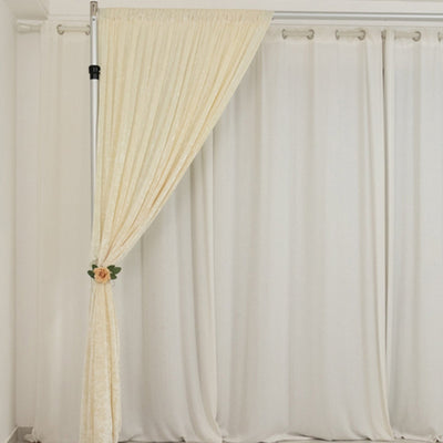 Ivory Crushed Velvet Backdrop Curtain â€“ 8ft x 8ft Event Drape with Rod Pocket, Privacy Panel for Photo Booths & Events