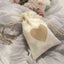 20 Pack 4"x5" Natural Ivory Heart Design Jute Burlap Gift Bags With Drawstring, Rustic Wedding Party Favor Bags