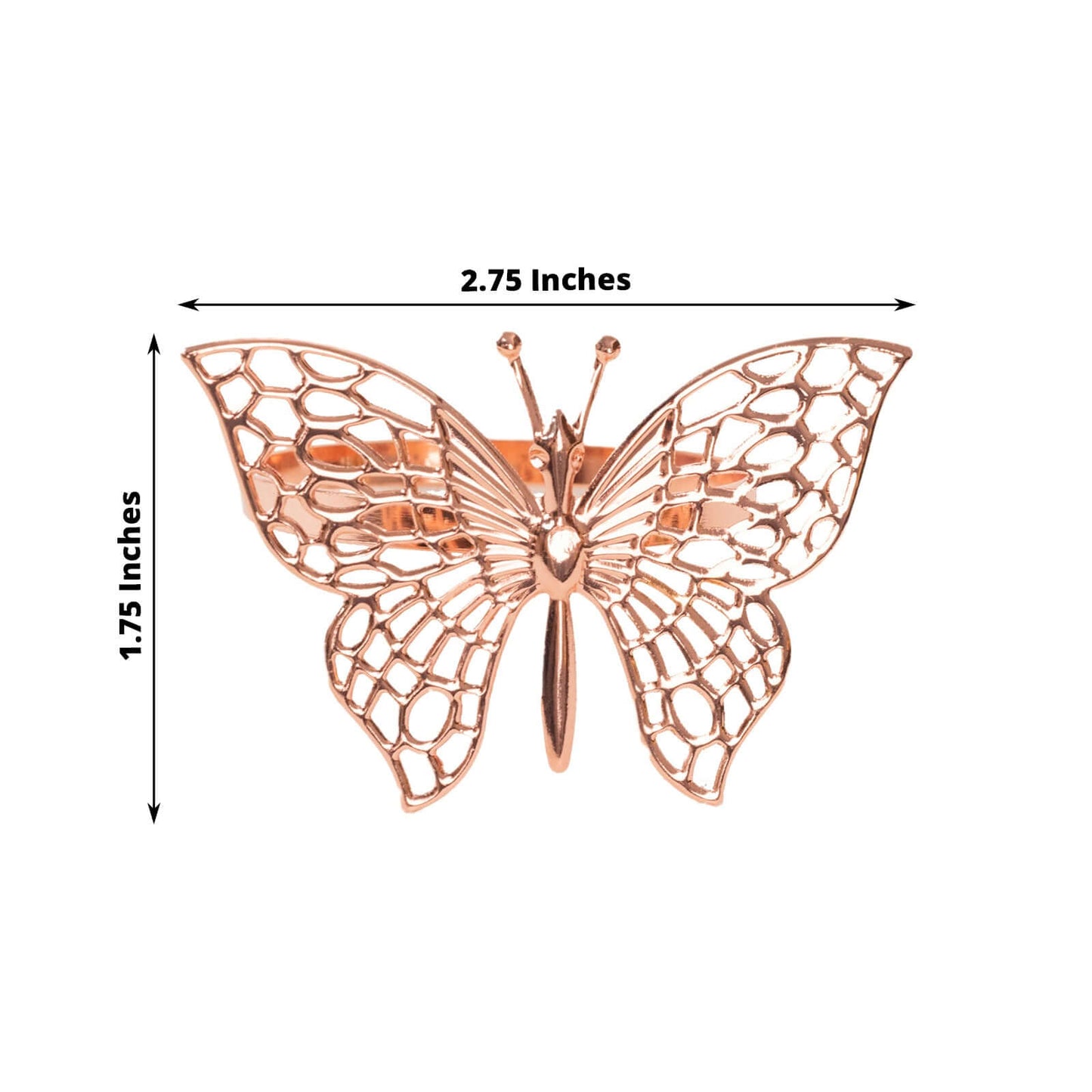 4 Pack Rose Gold Metal Butterfly Napkin Rings, Decorative Laser Cut Cloth Napkin Holders