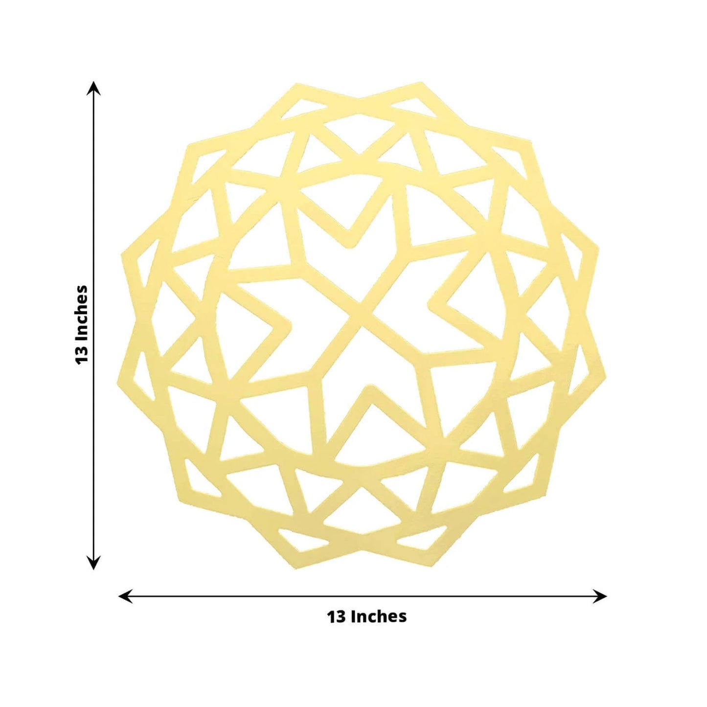 6-Pack Disposable Table Placemats in Metallic Gold Laser Cut Geometric Star Design - 700GSM Cardboard Placemats for Glamorous Table Settings 13"