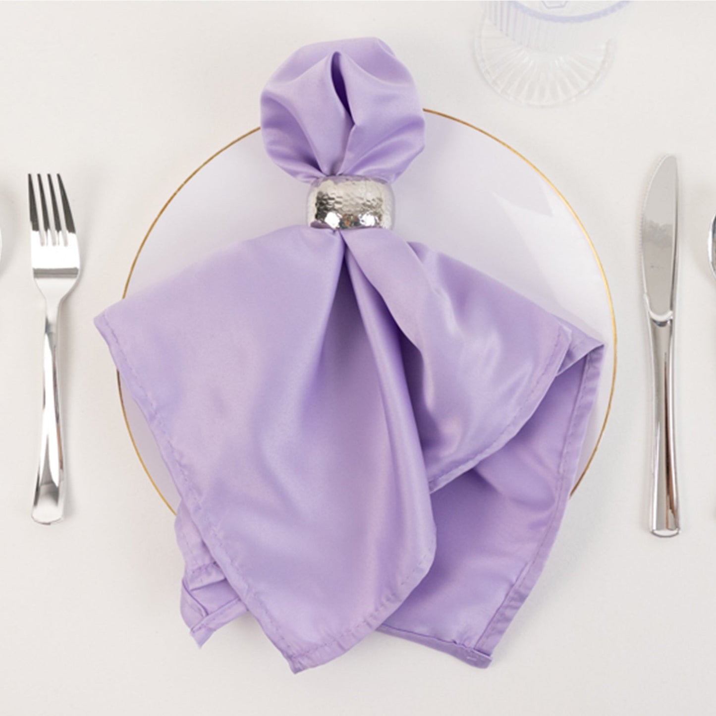 5 Pack Lamour Satin 20"x20" Napkins Lavender Lilac - Soft Matte Finish Dinner Napkins