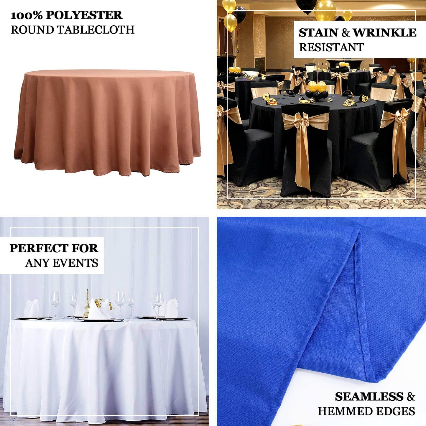 Premium Polyester 120" Round Tablecloth Lavender Lilac - Seamless 220GSM Wrinkle-Resistant Table Cover