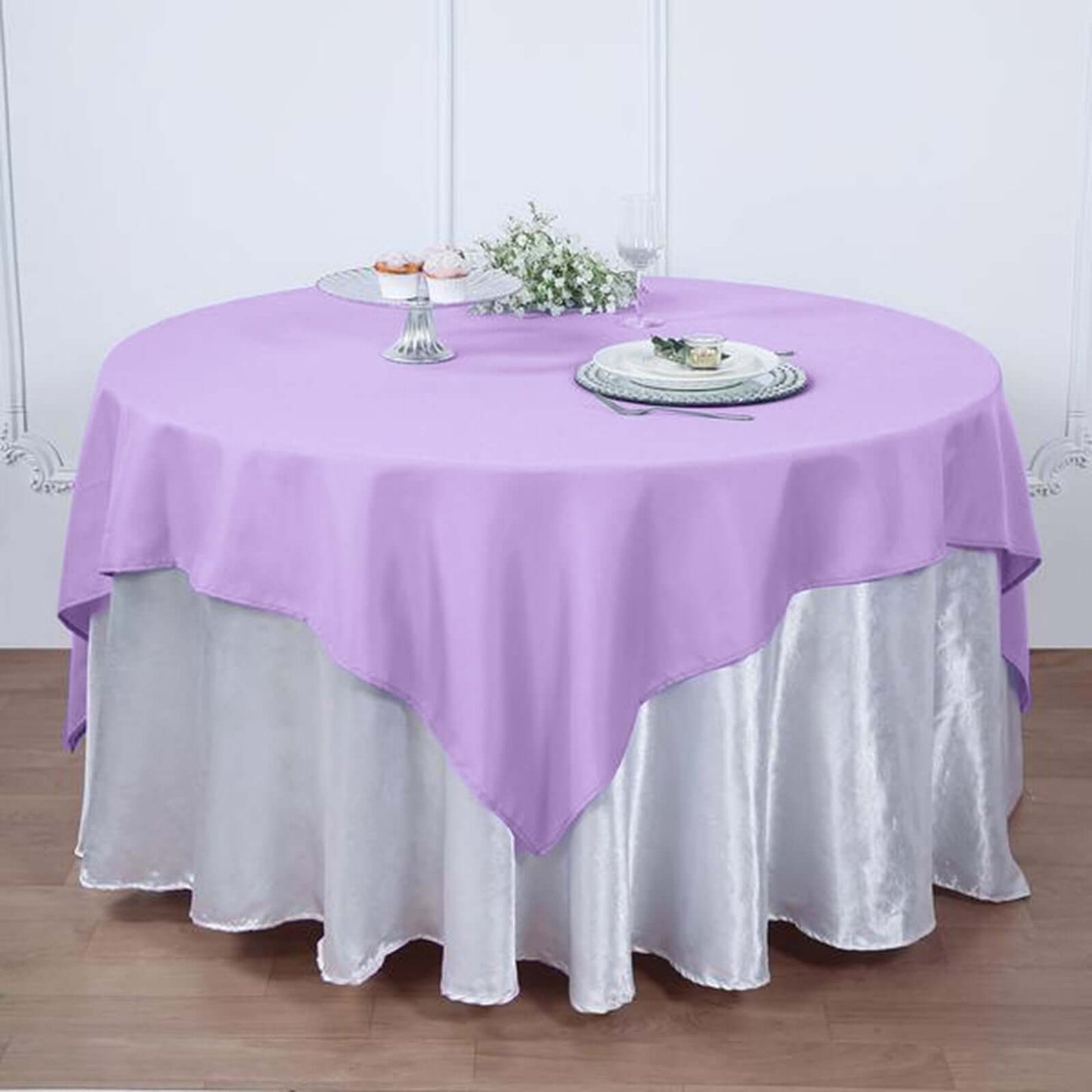 Polyester 54"x54" Table Overlay Square Tablecloth Lavender Lilac - Wrinkle-Resistant & Durable Table Cover