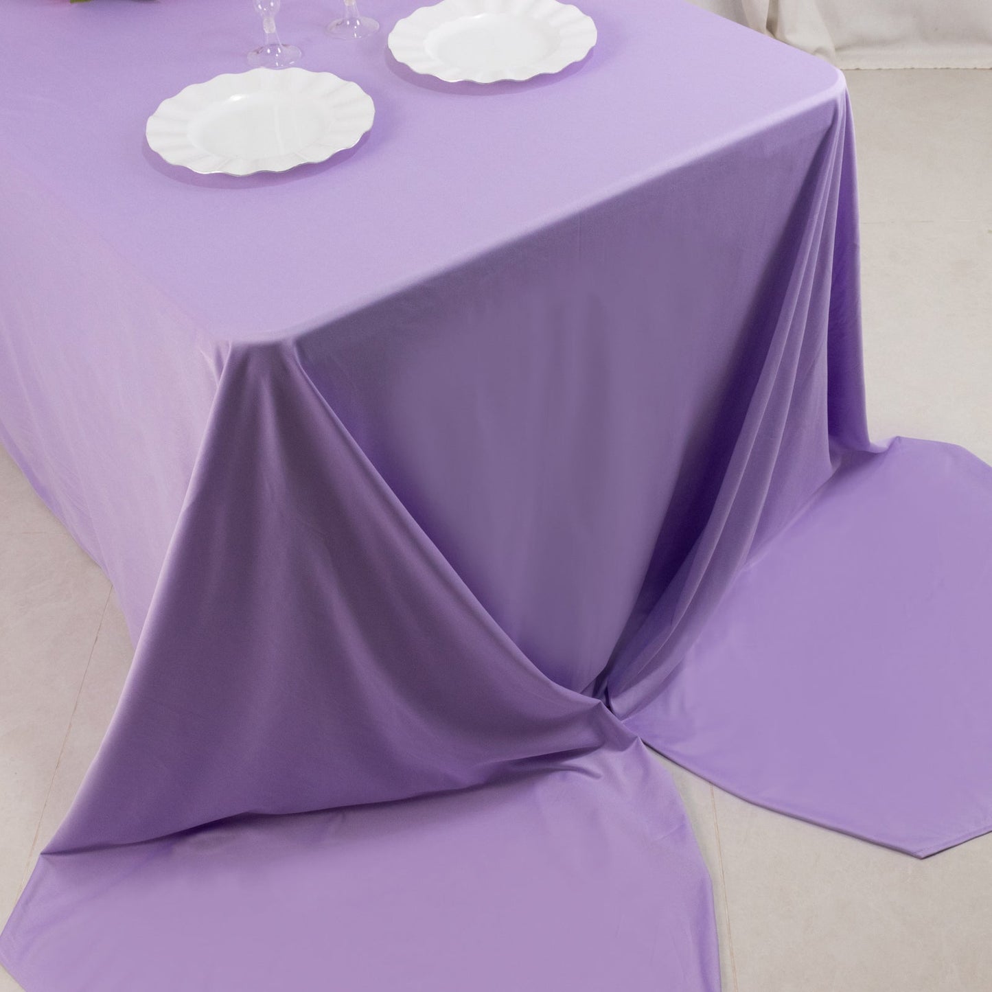 Scuba Rectangular 90"x156" Tablecloth Lavender Lilac - Wrinkle Free, Stain Resistant & Seamless Table Cover