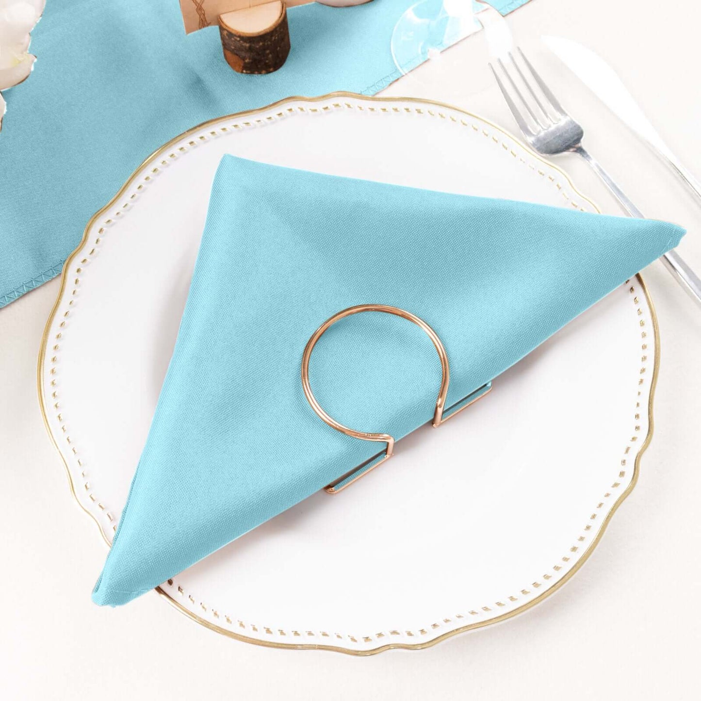 5 Pack Polyester 20"x20" Napkins Light Blue - Wrinkle Resistant & Easy Care Cloth Napkins